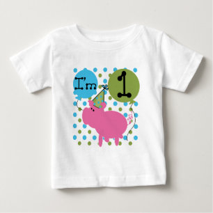 ブタ私は1つの誕生日のTシャツおよびギフトです ベビーTシャツ