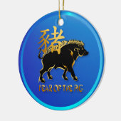 ブタ黒い雄豚の記号のオーナメントの年 セラミックオーナメント (左)