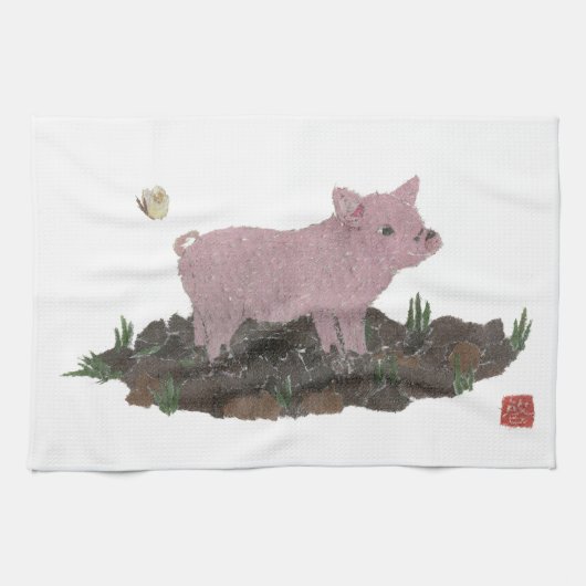 ブタ キッチンタオル (横)