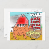 ブタ/クリスマスの漫画のGIFTWARE シーズンポストカード (正面/裏面)