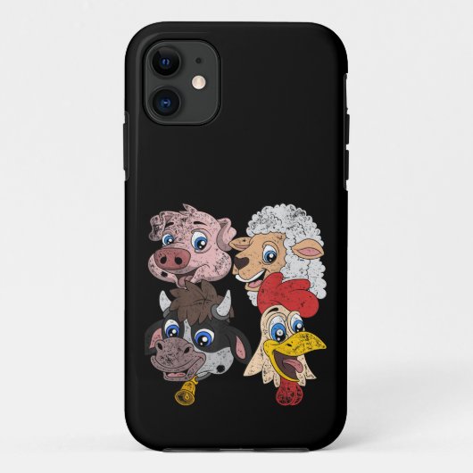 ブタ ヒツジ 牛 ニワトリ 子供 幼児 面白い ファーム スクワッド Case-Mate iPhoneケース (裏面)