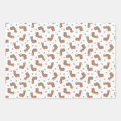 ブタ·ラマス猫と動物のかわいい柄が混ざる ラッピングペーパーシート (正面2)