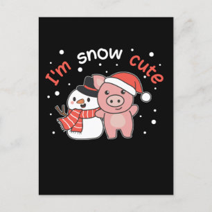 ブタ 私は雪 きつい 雪だるま 雪 パン シーズンポストカード