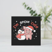 ブタ 私は雪 キュートな雪だるま 雪パンの誘い 招待状 (スタンド正面)