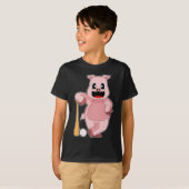 ブタ 野球 バット Tシャツ (正面フル)