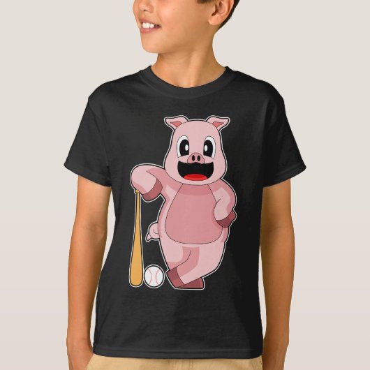 ブタ 野球 バット Tシャツ (正面)