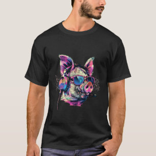 ブタDJテクノEDMブタ好き音楽ヘッドホンビートエム Tシャツ