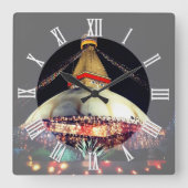 ブダナスストゥーパ夜,カトマンズ,ネパール スクエア壁時計 (正面)