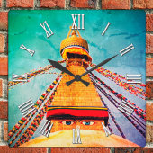 ブダナスストゥーパ,ネパール/仏教 スクエア壁時計