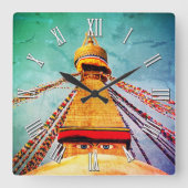 ブダナスストゥーパ,ネパール/仏教 スクエア壁時計 (正面)