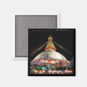 ブダナートストゥーパ夜，カトマンズ – ネパール マグネット (正面/裏面)