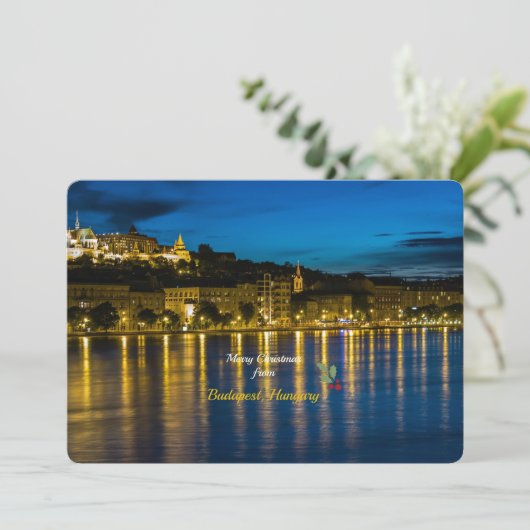 ブダペストからクリスマスを祝ってます、ハンガリー シーズンカード (スタンド正面)