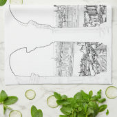 ブダペストとハンガリー議会のイラストレーション キッチンタオル (折り畳み)