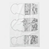 ブダペストとハンガリー議会のイラストレーション キッチンタオル (縦)