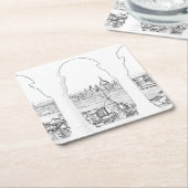 ブダペストとハンガリー議会のイラストレーション スクエアペーパーコースター (アングル)