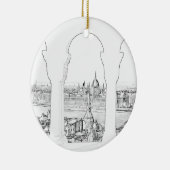 ブダペストとハンガリー議会のイラストレーション セラミックオーナメント (右)