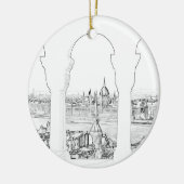 ブダペストとハンガリー議会のイラストレーション セラミックオーナメント (左)