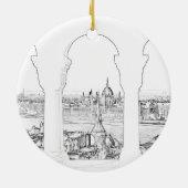 ブダペストとハンガリー議会のイラストレーション セラミックオーナメント (裏面)