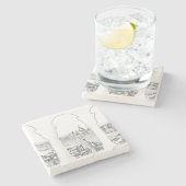 ブダペストとハンガリー議会のイラスト ストーンコースター (横)