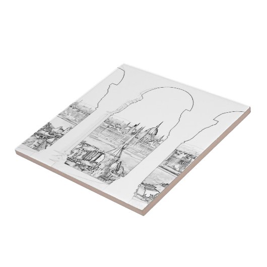 ブダペストとハンガリー議会のイラスト タイル (側面)