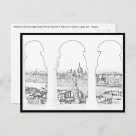 ブダペストとハンガリー議会のイラスト ポストカード