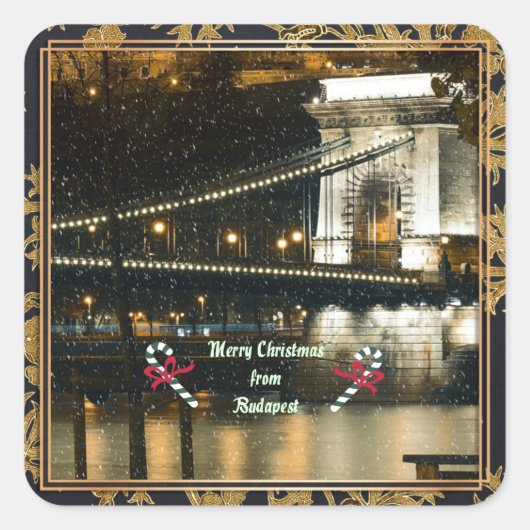 ブダペストのメリークリスマス スクエアシール (正面)