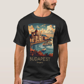 ブダペストのヴィンテージ旅行イラストレーション – ハンガリー Tシャツ