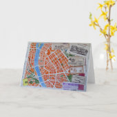 ブダペストの地図の挨拶状 カード (黄色い花)