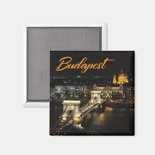 ブダペストのBudaの城からの鎖式吊り橋 マグネット (正面/裏面)