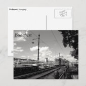 ブダペストはがき。トラム、チェーンブリッジ、ドナウべ ポストカード (正面/裏面)