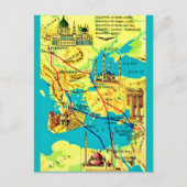 ブダペストアテネカイロヴィンテージマップ葉書 ポストカード (正面)