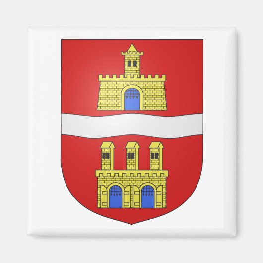 ブダペストコートオブアームズ2インチスクエアマグネット マグネット (正面)