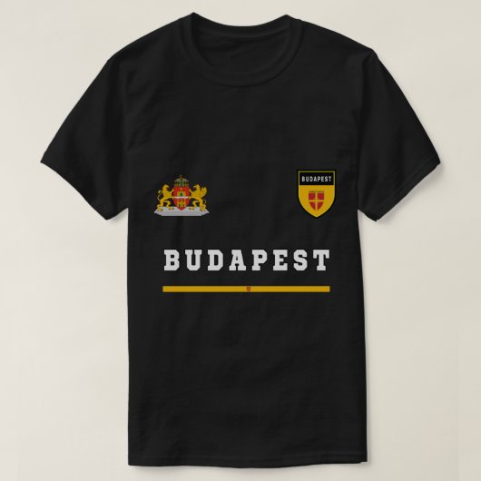 ブダペストスポーツサッカージャージー国旗のフットボールハンガリー Tシャツ (デザイン正面)