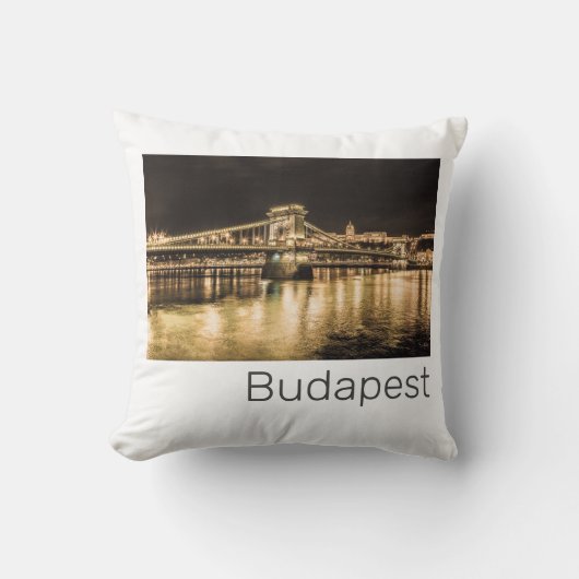ブダペストチェーンブリッジハンガリーレトロナイトヴィンテージ クッション (正面)
