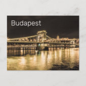 ブダペストチェーンブリッジハンガリーレトロナイトヴィンテージ シーズンポストカード (正面)