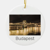 ブダペストチェーンブリッジハンガリーレトロナイトヴィンテージ セラミックオーナメント (正面)
