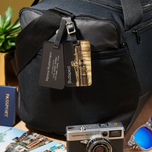 ブダペストチェーンブリッジハンガリーレトロナイトヴィンテージ ラゲッジタグ (正面&裏面)