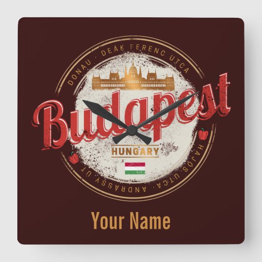 ブダペストデザインハンガリーヴィンテージ議会 スクエア壁時計 (正面)