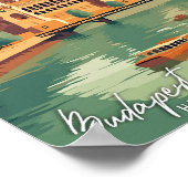 ブダペストハンガリーのヴィンテージ旅行イラストレーション ポスター (角)