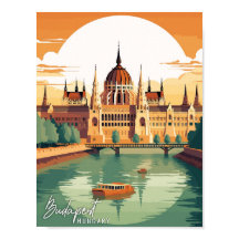 ブダペストハンガリーのヴィンテージ旅行イラストレーション