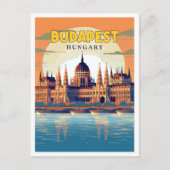 ブダペストハンガリーのヴィンテージ旅行イラストレーション ポストカード (正面)