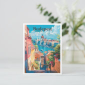 ブダペストハンガリーアートヴィンテージトラベル ポストカード (スタンド正面)