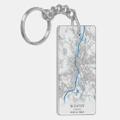 ブダペストハンガリーシティマップトラベルシンプルミニマル キーホルダー (正面左)