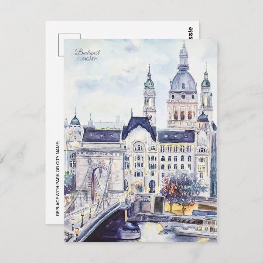 ブダペストハンガリートラベルアートヴィンテージ土産 ポストカード (正面/裏面)