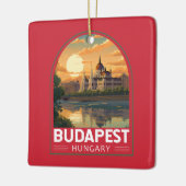 ブダペストハンガリートラベルアートヴィンテージ セラミックオーナメント (左)