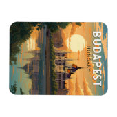 ブダペストハンガリートラベルアートヴィンテージ マグネット (横)