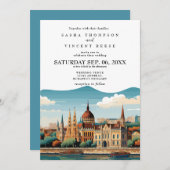 ブダペストハンガリー結婚式招待状レトロ 招待状 (正面/裏面)