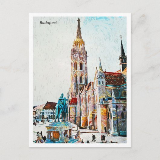 ブダペストハンガリー美しい油彩画の街 ポストカード (正面)