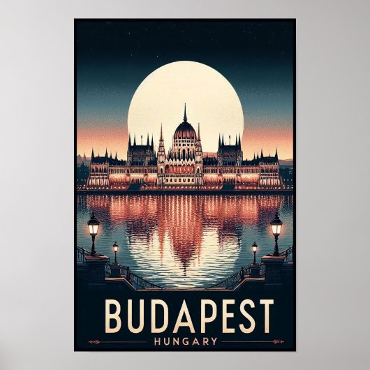 ブダペストバイナイト – ヴィンテージ旅行ポスター ポスター (正面)