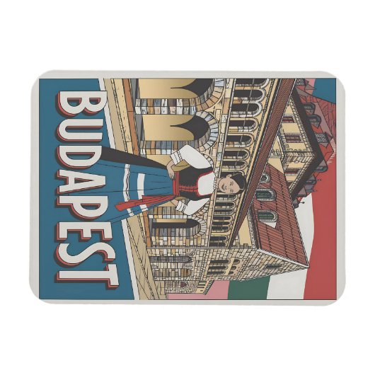 ブダペストヴィンテージの現地女性ギフト マグネット (横)